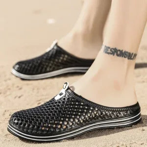 Summer Beach Slippers unisex Hole Shoes, Size: 41(Black)
