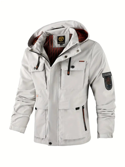 Men’s Spring Autumn Thin Casual Multi-Pocket Outdoor Windbreaker Jacket