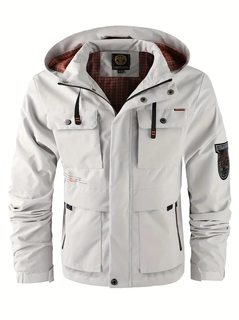 Men’s Spring Autumn Thin Casual Multi-Pocket Outdoor Windbreaker Jacket