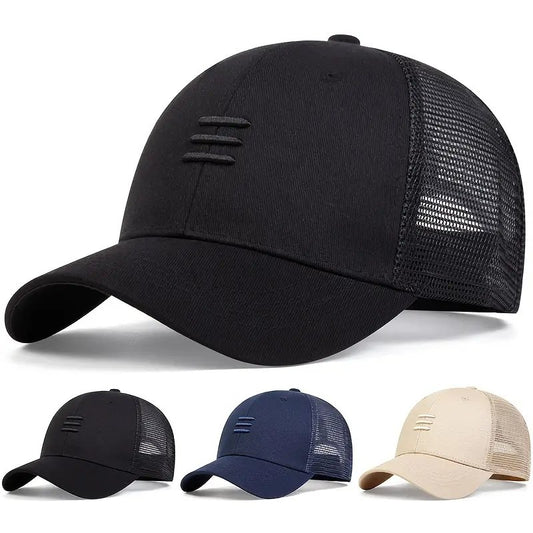 Cool Hippie Curved Brim Baseball Cap, Embroidery 3 Strips Breathable Mesh Trucker Hat, Snapback Hat For Casual Leisure Outdoor Sports