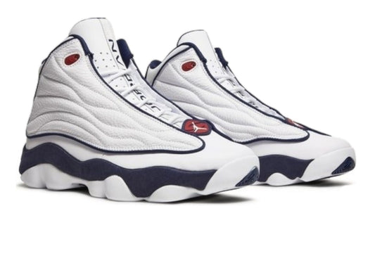 Men’s Jordan Pro strong white “Midnight Navy” basketball sneakers